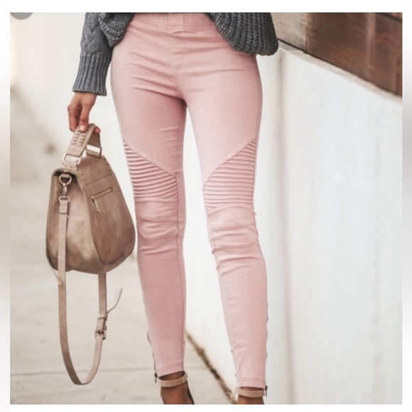 Vici Pants - Vici piper dusty pink moto stretch skinny jeans
